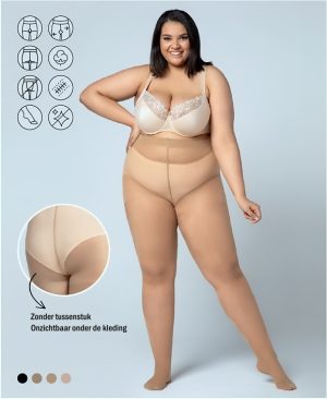 Panty Victoria 30 deniers -plussize dames met beige panty