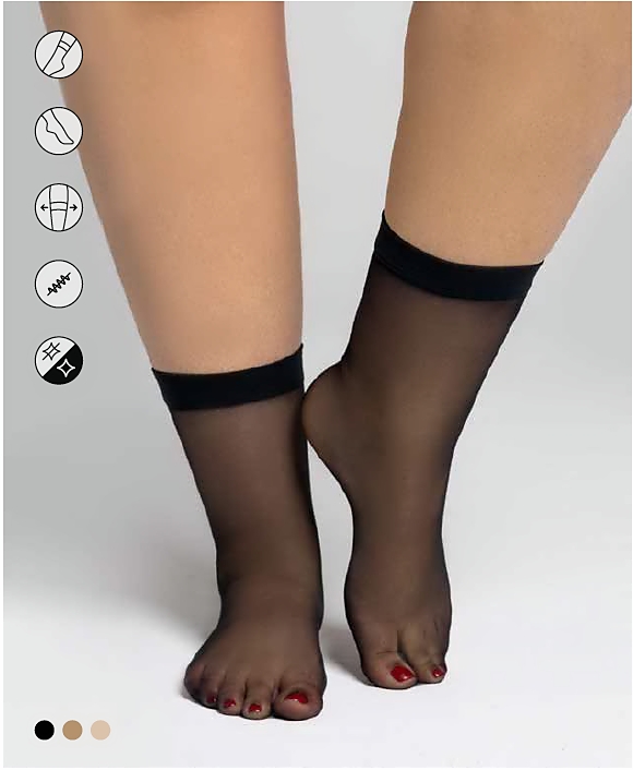 Panty sokjes voor dames in 20 den voor brede voeten en enkels