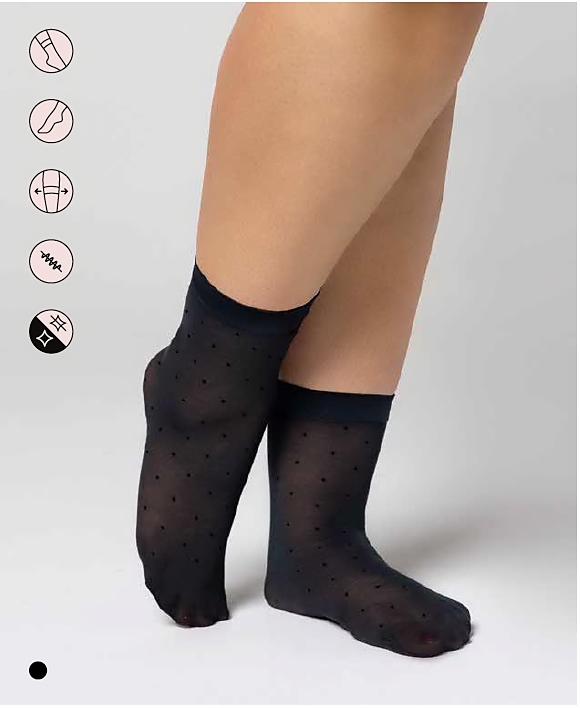 Panty sokjes met kleine stippen voor dames in 20 den voor brede voeten en enkels