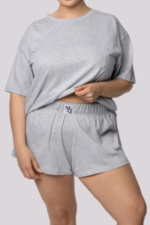 Katoenen pyjama set van Queen Size in plus size grijs